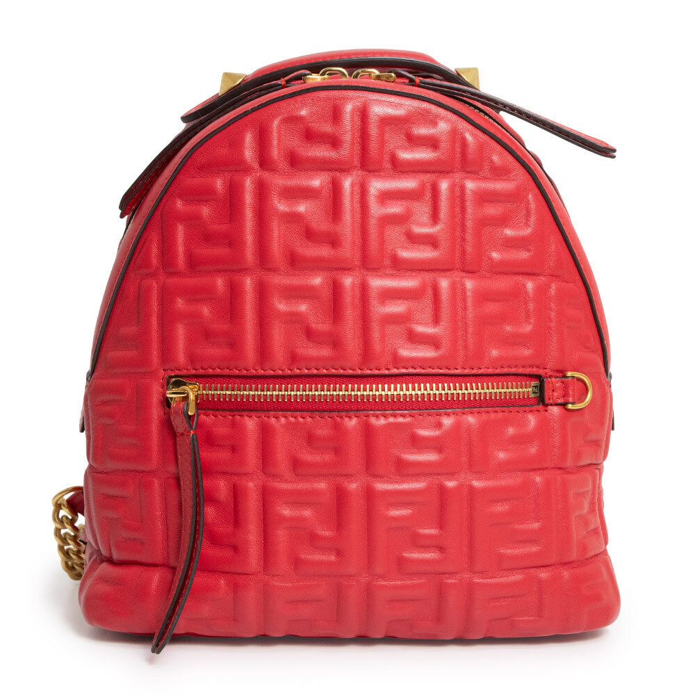 Fendi ZAINO Zucca Nappa Leather CARDINALE RED Backpack Daypack